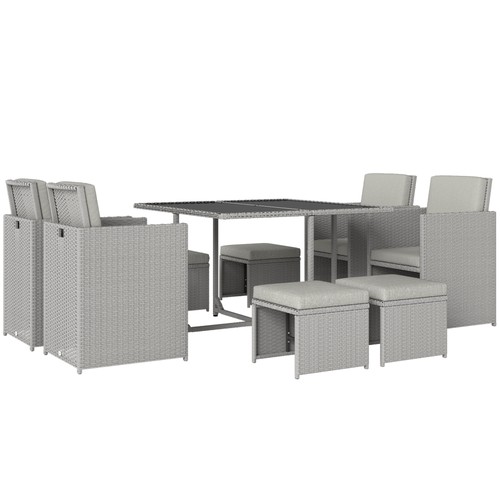 Grey 9pc rattan cube - 9pc,
