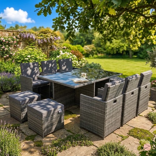 Rattan garden furniture cube - rattan,